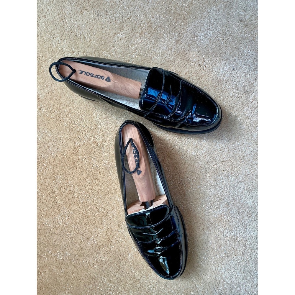 Gorsuch Womens Maia Patent Leather‎ Italian Loafer Shoes 10 Shearling Aspen Prep